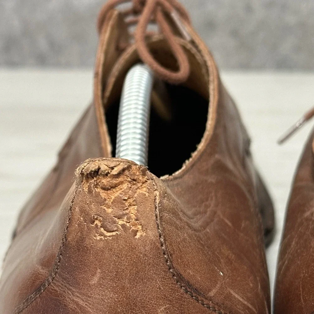 Mercanti Fiorentini Apron Toe Derby Mens 12 Brown Leather Dress Shoes 5559 Italy
